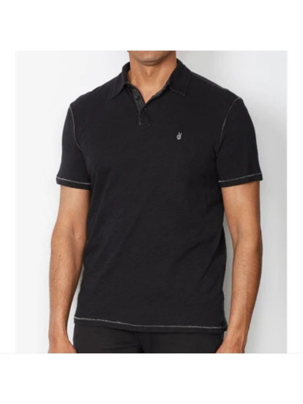 John Varvatos Men's Black Short Sleeve Peace Polo Xl